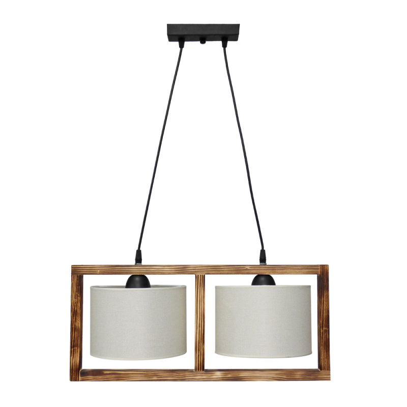 Heronia Κρεμαστό Φωτιστικό Οροφής HKF-01 2/L Δίφωτο Ξύλ