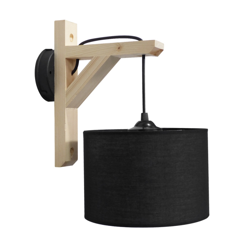 Heronia Απλίκα Τοίχου HKF-03AP Μονόφωτη Ξύλινη/Αμπαζούρ