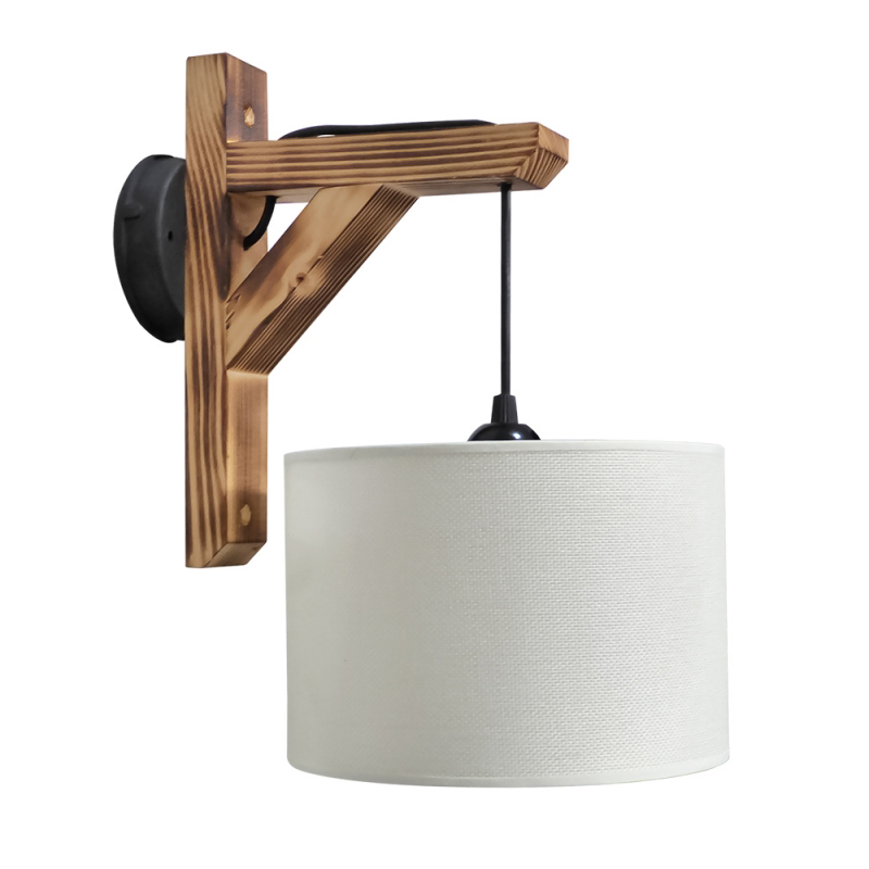 Heronia Απλίκα Τοίχου HKF-01AP Μονόφωτη Ξύλινη/Αμπαζούρ