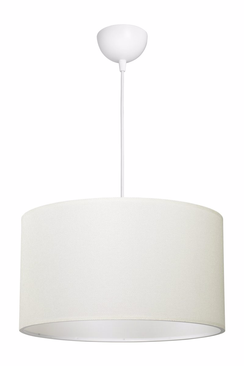 Heronia Κρεμαστό Φωτιστικό Οροφής HKP-01 Μονόφωτο Υφασμάτινο Λευκό/Κρέμ Φ40x100cm Ε27 14-0380