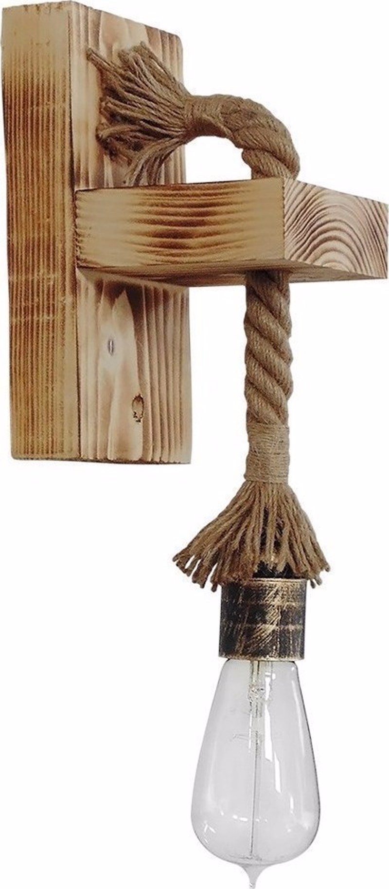 Heronia Απλίκα Τοίχου Ξύλο/Σχοινί UT-01AP B ROPE Μπρονζέ/Φυσικό E27 11,5Χ18,5Χ33cm 31-0321