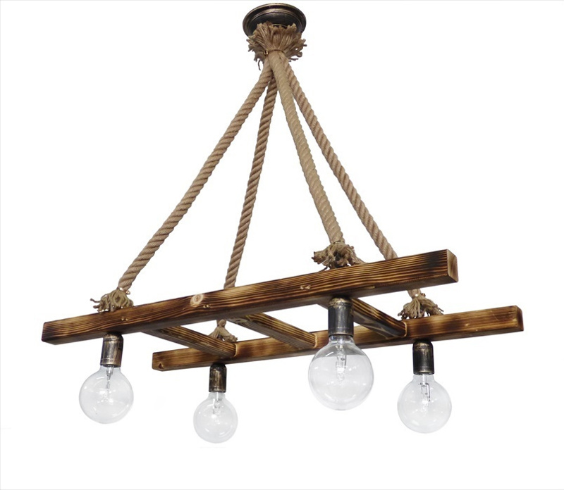 Heronia Lighting - ΣΗΜΑΝΤΙΚΟ: Σε περίπτωση διαφοράς τιμής από το κατάστημα ισχύει παντα και μόνο η τιμή του καταστήματος Heronia 4Φωτο Φωτιστικό Οροφής Ξύλο/Μέταλλο/Σχοινί SKAL