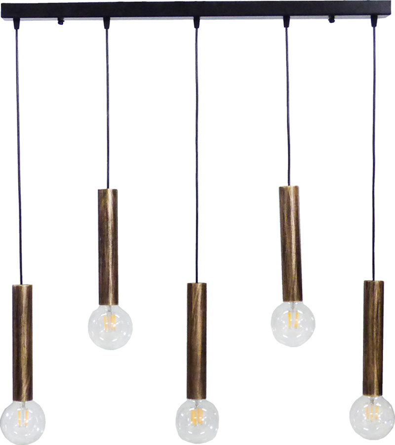 Heronia 5Φωτο Φωτιστικό Οροφής Μέταλλο S-42RAGA Μαύρο/Μπρονζέ E27 81Χ80cm 34-0205