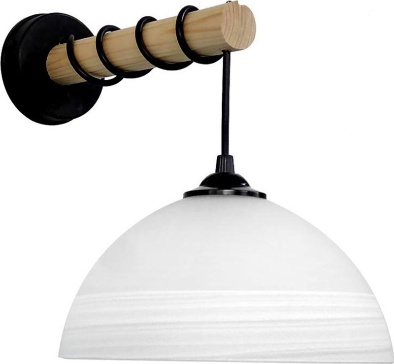 Heronia Απλίκα Τοίχου Πλαστικό/Ξύλο/Γυαλί Μαύρο/Λευκό GL-1020 STICK Ε27 22Χ26cm 02-0238