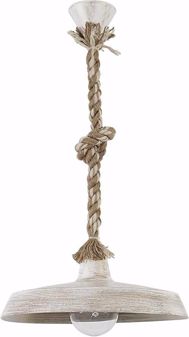 Heronia Φωτιστικό Οροφής Πλαστικό/Σχοινί MIX-ROPE US-GAS Λευκό/Χρυσή Πατίνα E27 30Χ66cm 31-1103