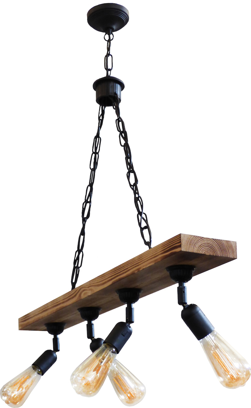 Heronia 4Φωτο Φωτιστικό Οροφής Ξύλο/Μέταλλο R-27KEY Μαύρο/Φυσικό E27 12,5Χ80Χ90cm 30-0030