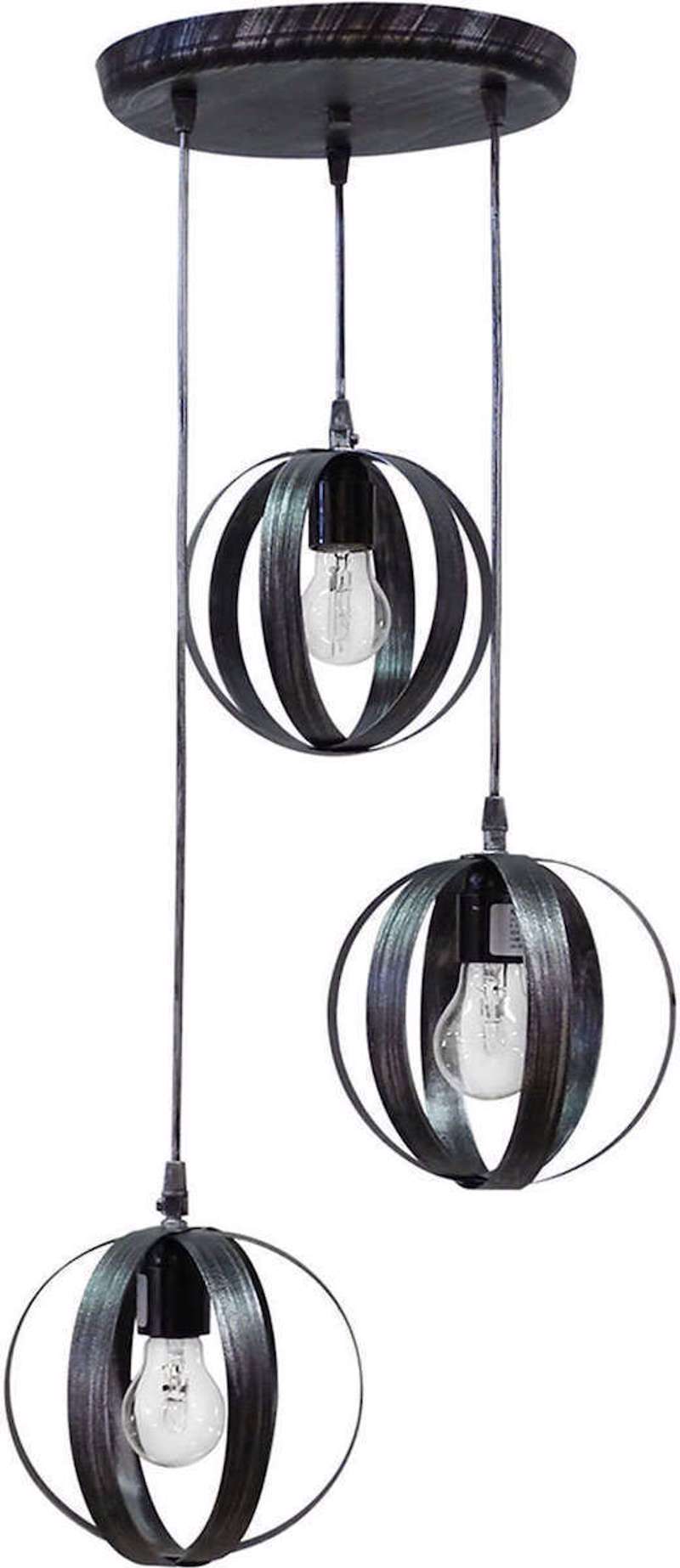 Φωτιστικά agiovlasitishome - ΣΗΜΑΝΤΙΚΟ: Σε περίπτωση διαφοράς τιμής από το κατάστημα ισχύει παντα και μόνο η τιμή του καταστήματος Heronia 3Φωτο Φωτιστικό Οροφής Μέταλλο LAMA PENDEL Μαύρ