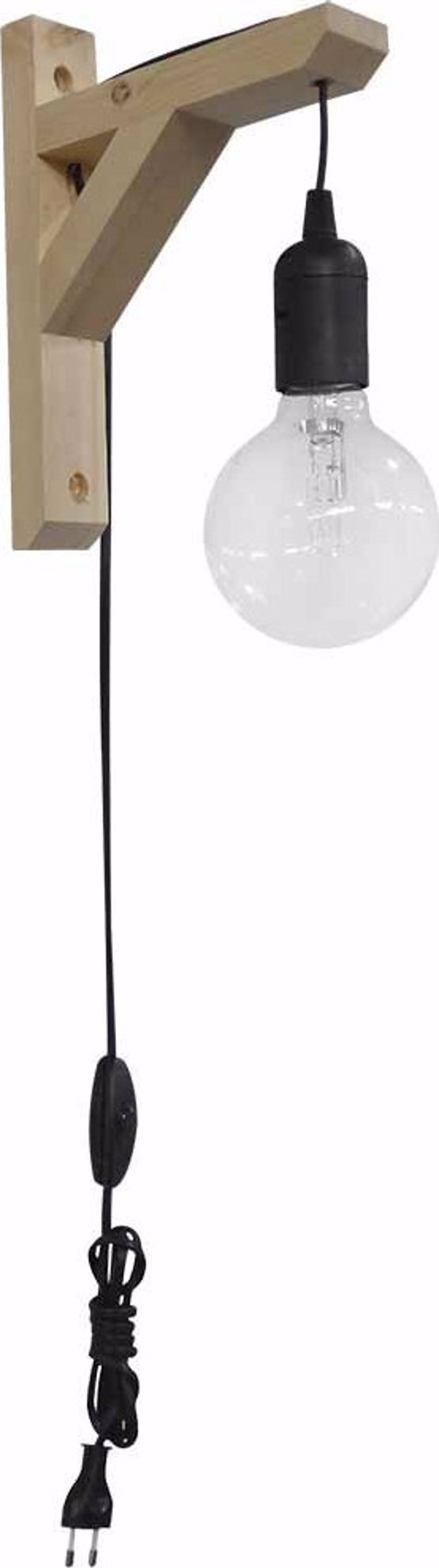 Heronia Απλίκα Τοίχου Πλαστικό/Ξύλο E/27AP FIS Μαύρο E27 18Χ25cm 31-1097