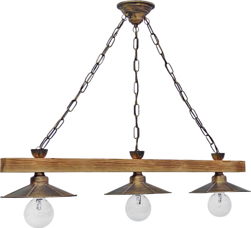 Heronia Lighting - ΣΗΜΑΝΤΙΚΟ: Σε περίπτωση διαφοράς τιμής από το κατάστημα ισχύει παντα και μόνο η τιμή του καταστήματος Heronia 3Φωτο Φωτιστικό Οροφής Ξύλο/Μέταλλο R-150 Μπρον