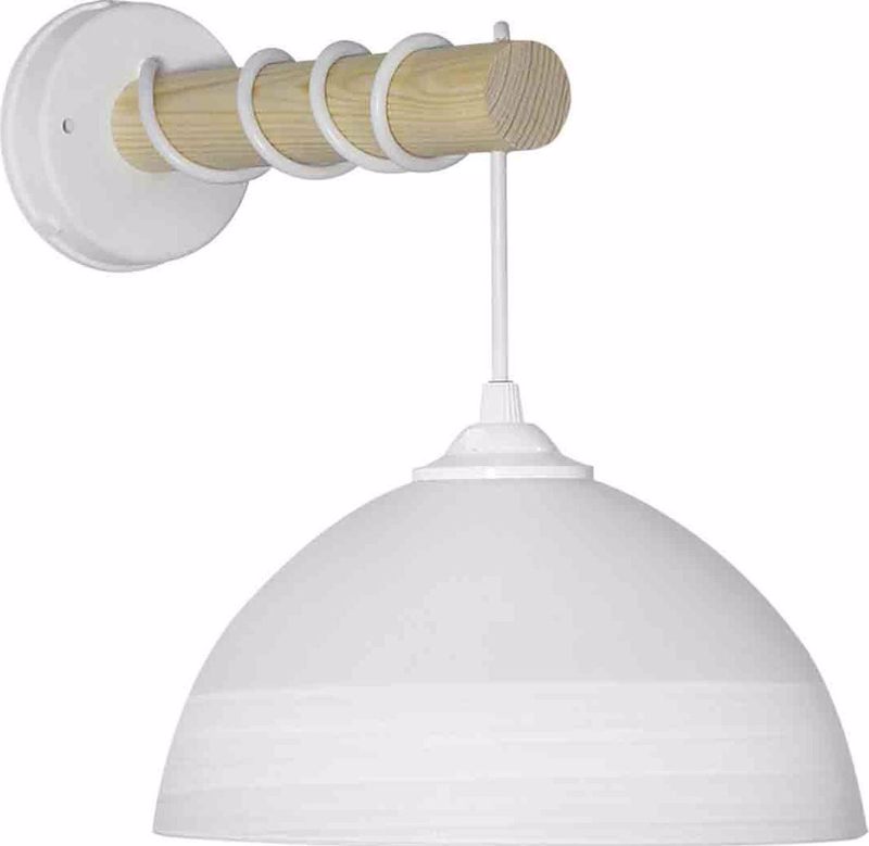 Heronia Απλίκα Τοίχου Πλαστικό/Ξύλο/Γυαλί Λευκό GL-1010 STICK Ε27 25Χ30cm 02-0241