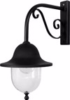 Heronia Aplika Toixou Exoterikou Xorou Plastiko/Metallo/Gyali W90-801 Mavro E27 24,5X41X48cm 32-0039