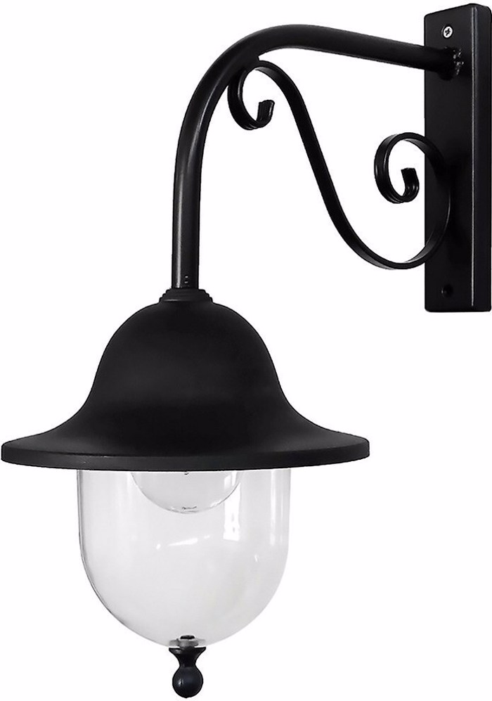 Heronia Aplika Toixou Exoterikou Xorou Plastiko/Metallo/Gyali W90-801 Mavro E27 24,5X41X48cm 32-0039