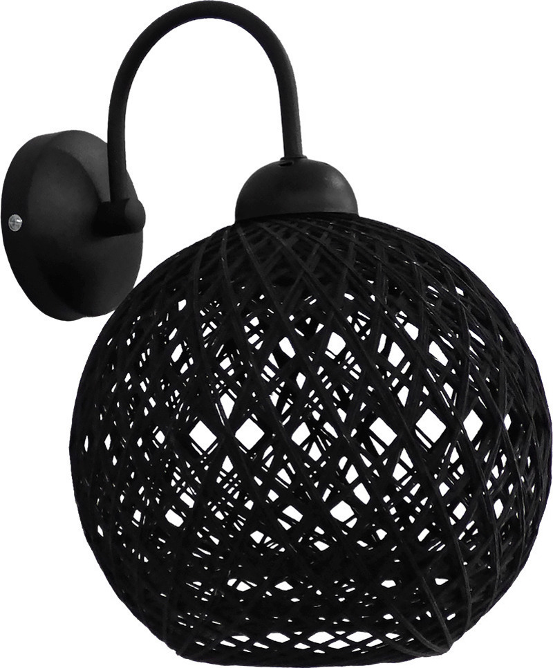 Heronia Απλίκα Τοίχου Μέταλλο/Σχοινί SILK-01/ΑΡ Μαύρο E