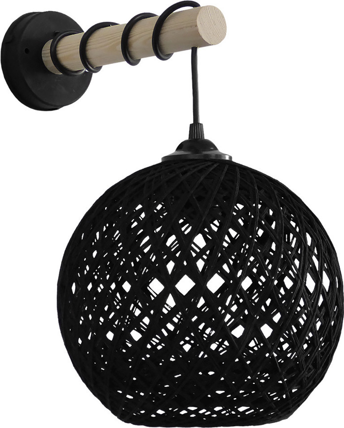 Heronia Aplika Toixou Plastiko/Xulo/Sxoini SILK-01/AR STICK  Mavro E27 20X30X37cm 31-1155