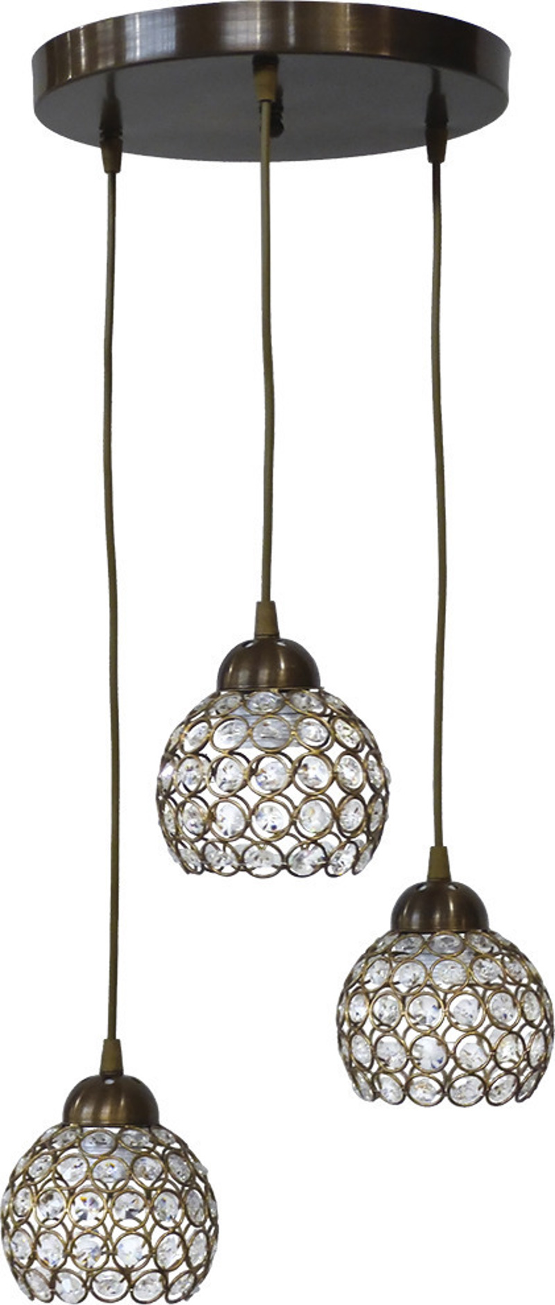 Heronia 3Φωτο Φωτιστικό Οροφής Μέταλλο/Κρύσταλλο CHRIS PENDEL Μπρονζέ Ε27 36Χ85cm 01-0263