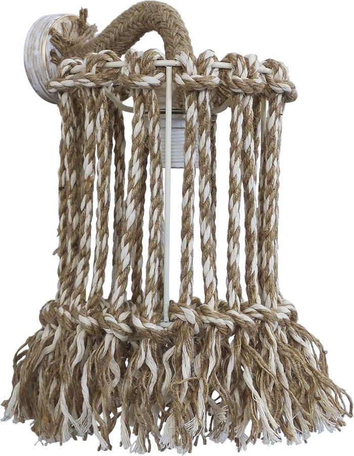 Heronia Xeiropoiiti Aplika Toixou Plastiko/Metallo/Sxoini MACRAME MAC-15/AR ROPE Ekrou E27 15X21X30cm 31-1116