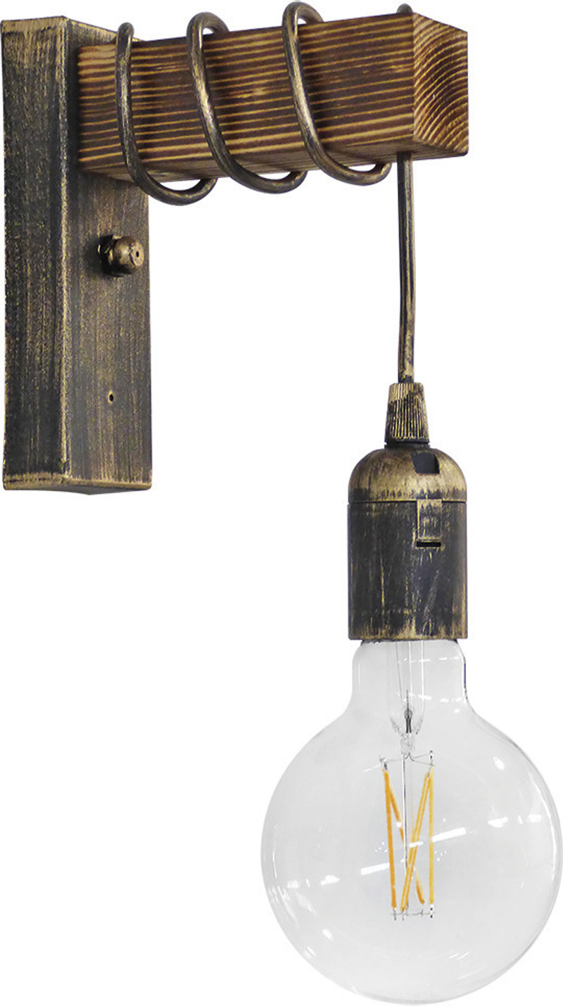 Heronia Απλίκα Τοίχου Πλαστικό/Ξύλο Ε/27ΑΡ SQUARE Μπρονζέ E27 5,5Χ15Χ20cm 31-1229