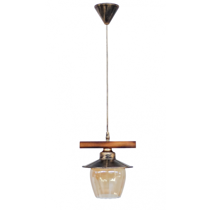 Heronia Kremasto Fotistiko Orofis R-98CABLE Monofoto Xulino me Plastiko Kapelo kai Gyali E27 F18.5x80cm 30-0071