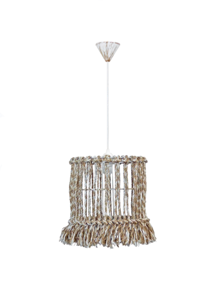 Heronia Xeiropoiito Fotistiko Orofis Plastiko/Sxoini MACRAME MIX-30 ROPE Ekrou E27 30X80cm 31-1114