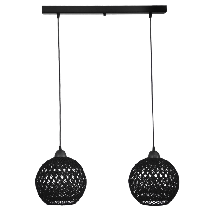 Heronia Kremasto Fotistiko Orofis SILK/2L RAGA CE 2foto Metalliko/Sxoini Mavro 65x88cm E27 31-1215