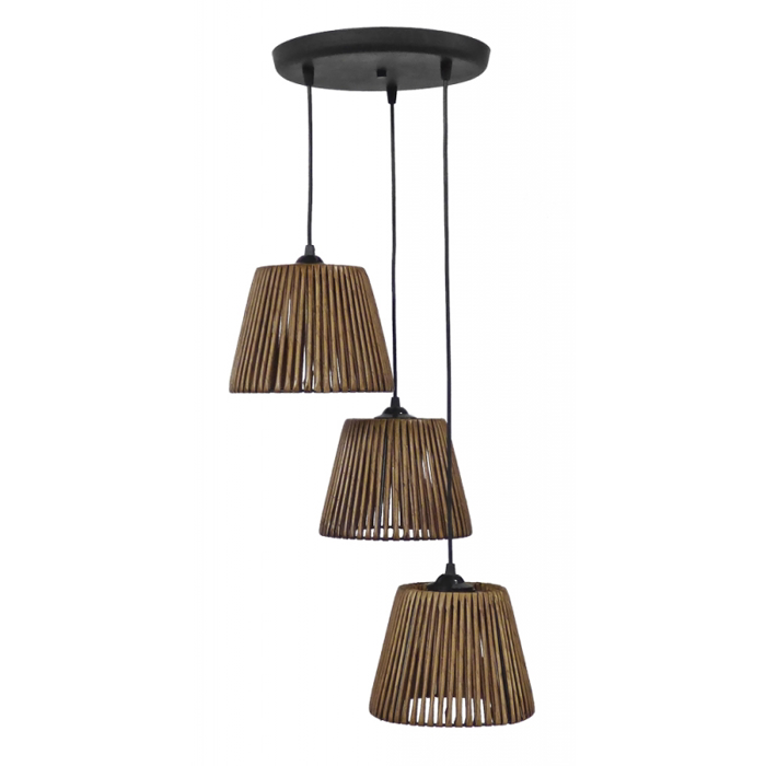 Heronia Kremasto Fotistiko Orofis CUBA/3L Trifoto Bampou/Plastiko Kafe/Mavro E27 F35x85cm 31-1255