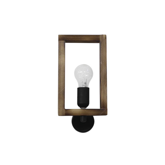 Heronia Aplika Toixou SAM/01AP Monofoti Xulini Fusiki Kafe/Mavri 15x13x30cm E27 31-1262