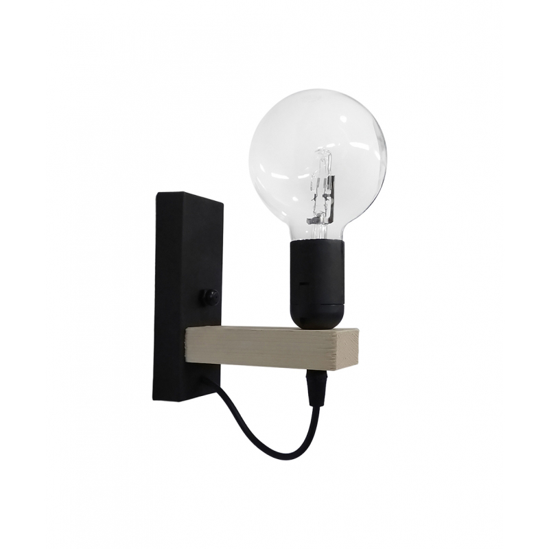 Heronia Απλίκα Τοίχου E/27AP Μονόφωτη Ξύλινη/Πλαστική Φ