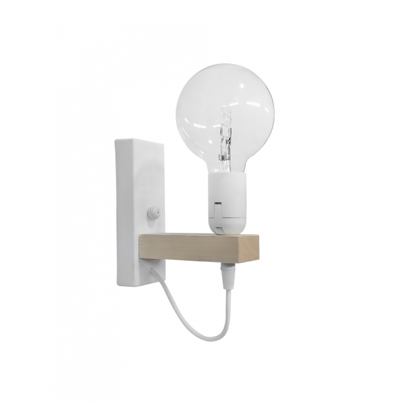 Heronia Απλίκα Τοίχου E/27AP Μονόφωτη Ξύλινη/Πλαστική Φυσική/Λευκή Ε27 14.5x6x16cm 31-1311