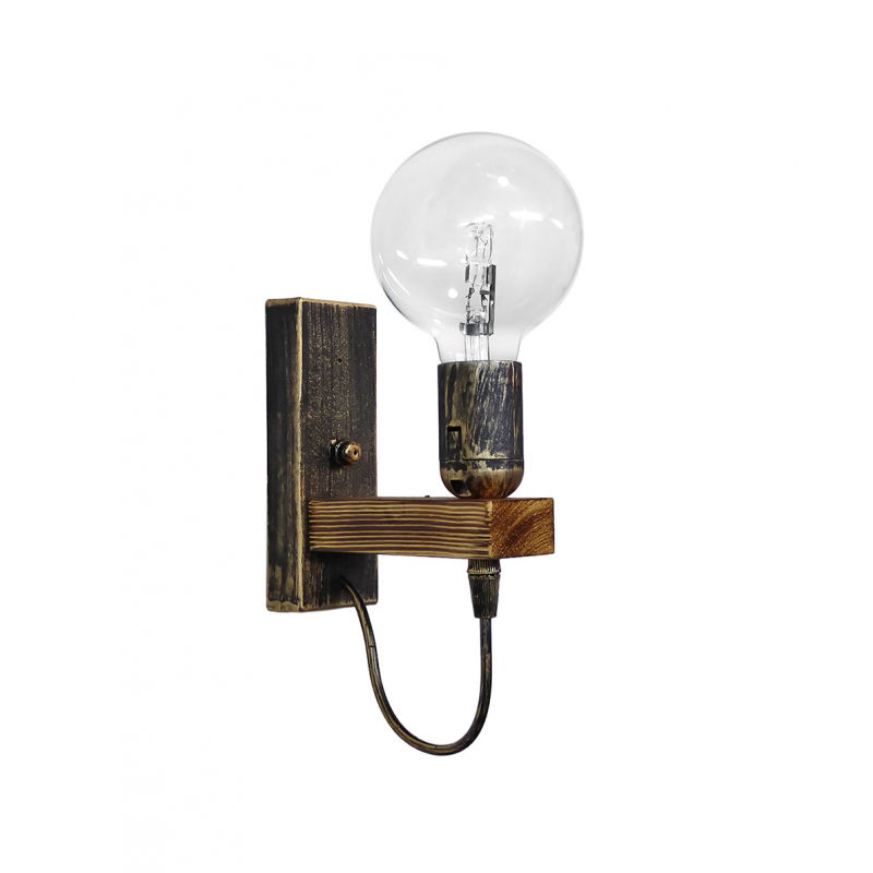 Heronia Απλίκα Τοίχου E/27AP Μονόφωτη Ξύλινη/Πλαστική Φ