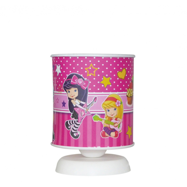 Heronia Παιδικό Πορτατίφ Μονόφωτο Πλαστικό Λευκό με Ροζ Καπέλο Φ15.5x23cm Ε27 36-0033