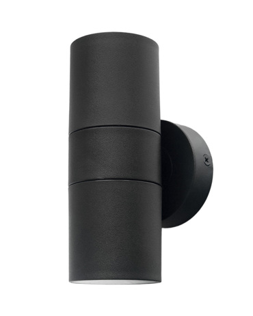 Heronia Απλίκα Τοίχου/Σπότ Εξωτερικού Χώρου Πλαστικό CH-02 UP-DOWN Μαύρο 2xGU10 LED 9.2x7.3x15.3cm 42-0071