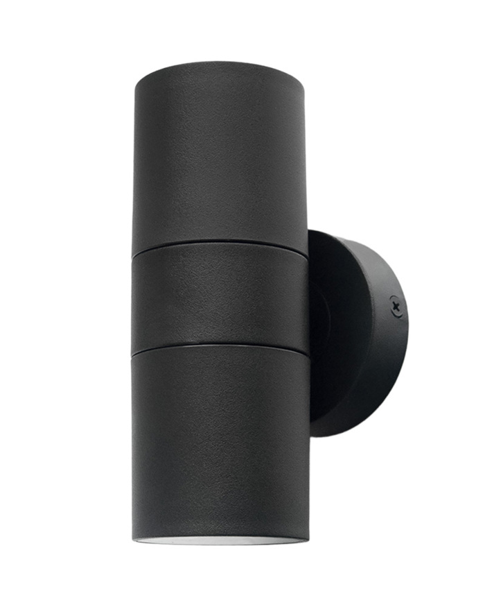 Heronia Aplika Toixou/Spot Exoterikou Xorou Plastiko CH-02 UP-DOWN Mavro 2xGU10 LED 9.2x7.3x15.3cm 42-0071