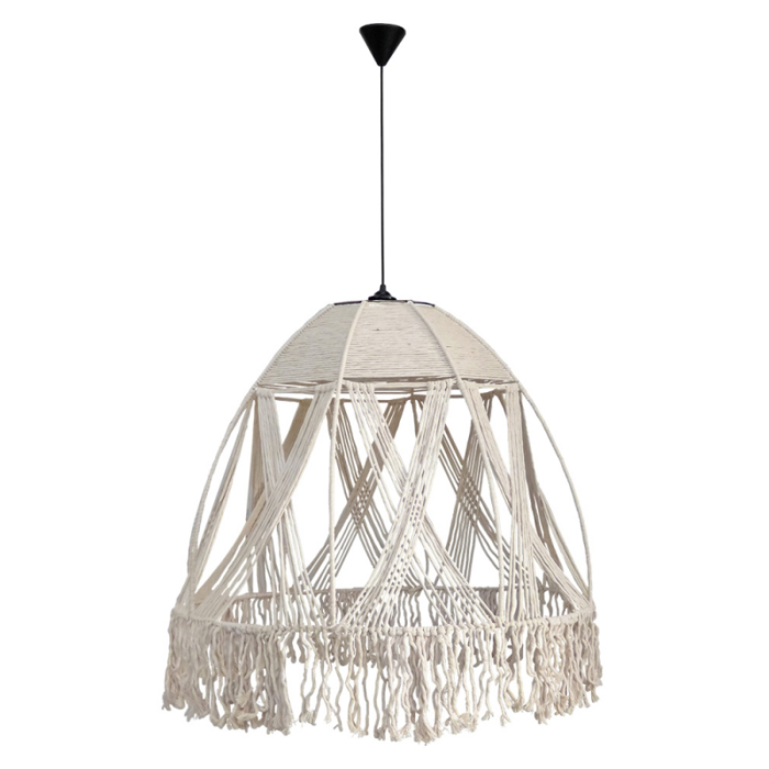 Heronia Monterno Kremasto Fotistiko Kampana Lefko Makrame E27 F80cm BRAZIL-B-1L WHITE 31-1300