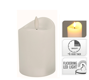 Zaros Κερί LED με timer Λευκό Φ7.5x10cm CA376