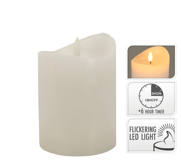 Zaros Κερί LED με timer Λευκό Φ9x12.5cm CA377