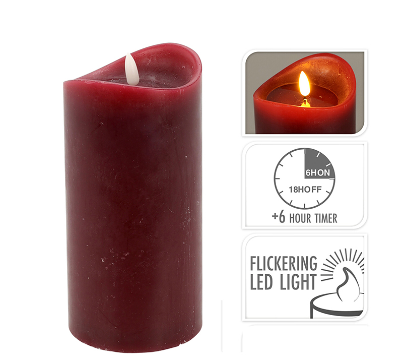 Zaros Κερί LED με timer Κόκκινο Φ9x20cm CA381