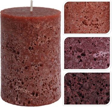 ZAROS Κερί κορμός 'stone finish' σε 3χρώματα (Μπορντώ/Καφέ/Μελί) 7x10cm CF990