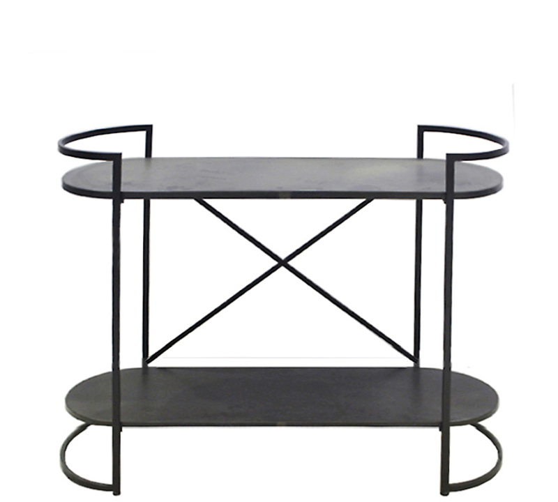 ZAROS - ΣΗΜΑΝΤΙΚΟ: Σε περίπτωση διαφοράς τιμής από το κατάστημα ισχύει παντα και μόνο η τιμή του καταστήματος Zaros Οβάλ Μεταλλική Κονσόλα με 2 Ράφια 122x42.5x94cm E