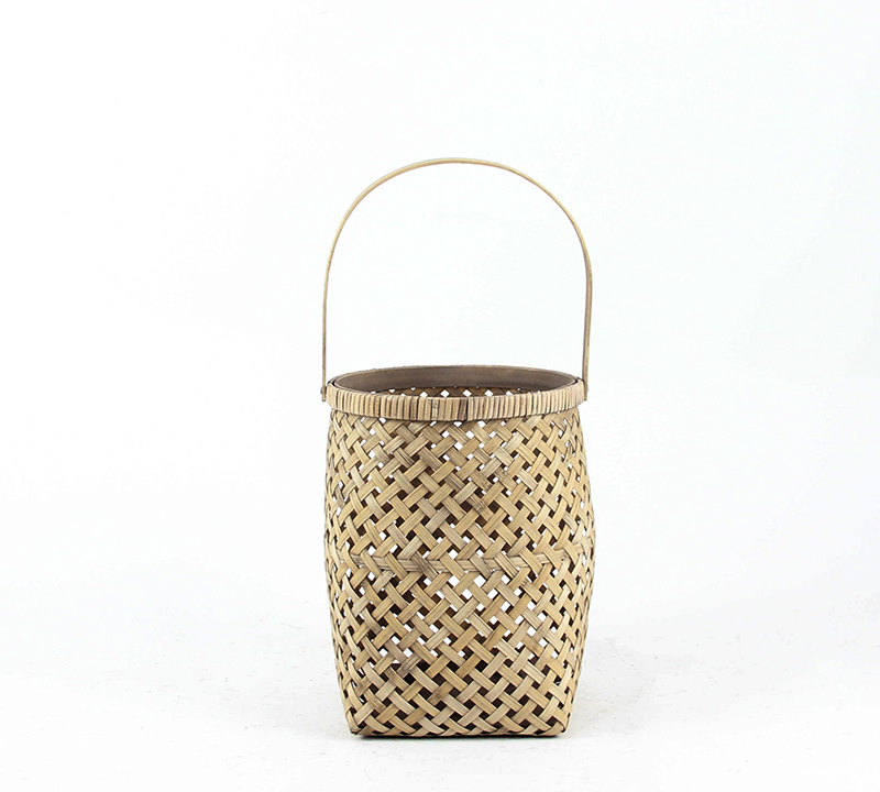 ZAROS Διακοσμητικό Φανάρι (με γυαλί) από Bamboo σε φυσικό χρώμα Φ16Χ20cm GR438