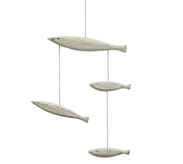 ZAROS Ξύλινα κρεμαστά διακοσμητικά ψάρια σε εκρού χρώμα 48x58cm HG195
