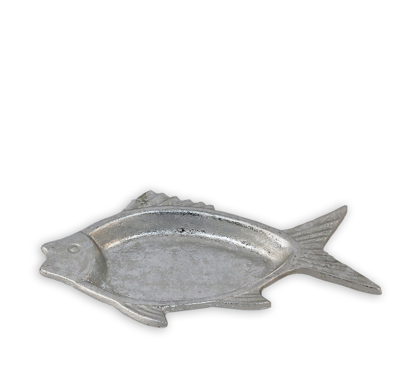 ZAROS Διακοσμητικό Μπολ 'Ψάρι' Μεταλλικό Ασημί 26,5cm ID243