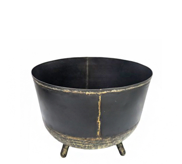 Zaros Φρουτιέρα Μεταλλική Vintage Μαύρη με 3 Πόδια Φ31x25cm IN230