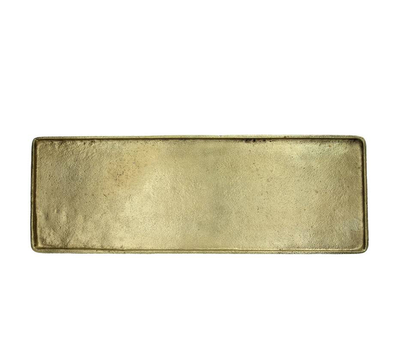 ZAROS Παραλληλόγραμμη πιατέλα σφυρήλατη Χρυσή 48x16cm KS135