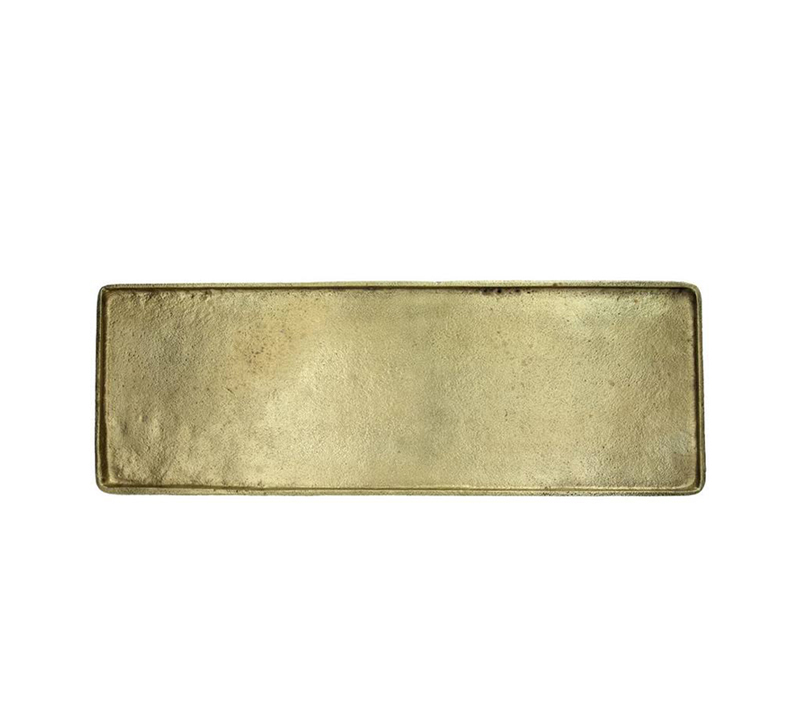 ZAROS Παραλληλόγραμμη πιατέλα σφυρήλατη Χρυσή 38x13,5cm KS136