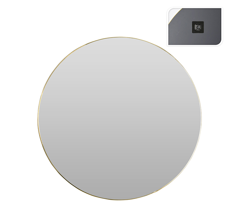 ZAROS Στρογγυλός Καθρέπτης Τοίχου με λεπτή χρυσή κορνίζα Φ55cm MI129