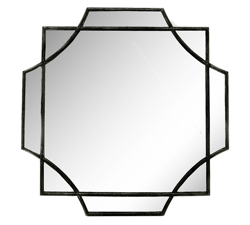 Zaros Μεταλλικός Καθρέπτης Art Deco Μαύρος 80x3x80cm MI143