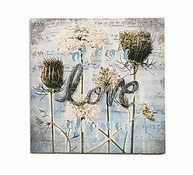 Zaros Πίνακας σε Καμβά ''Love & Flowers'' Μπλε 30Χ30εκ 