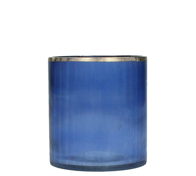 Zaros Κηροπήγιο Γυάλινο Μπλε/Χρυσό 9Χ10cm WER-9470