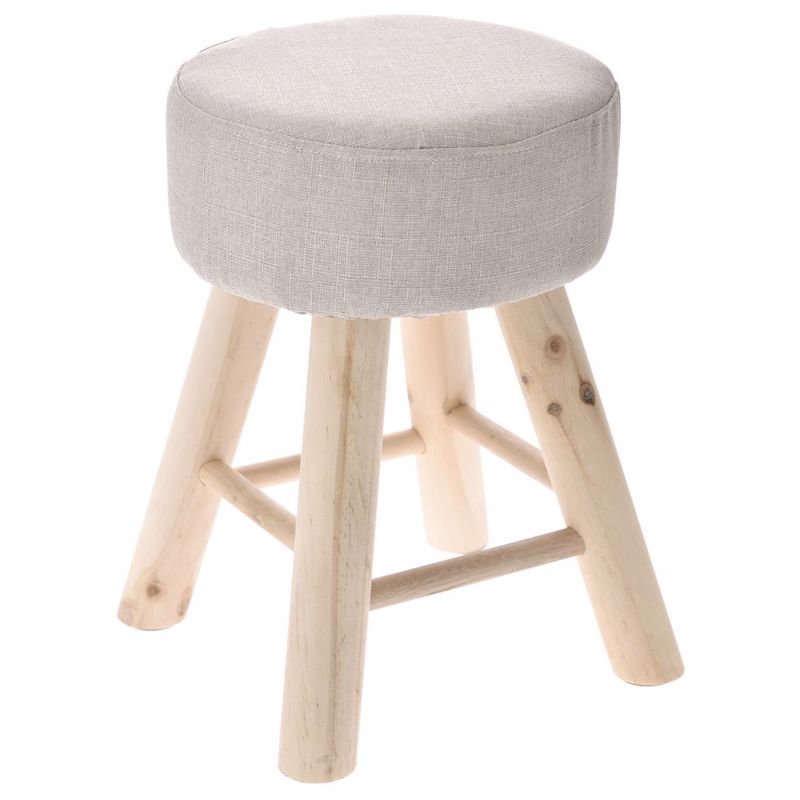 Iliadis Σκαμπώ Κρεμ Φ28x40cm Ξύλινο Υφασμάτινο 70502