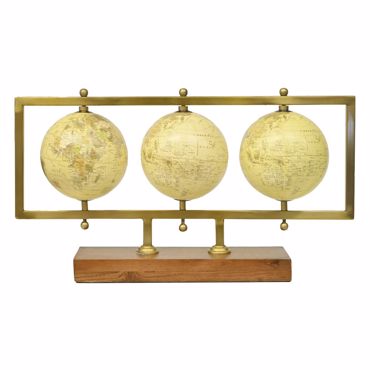 Iliadis Διακοσμητικό με 3 Υδρόγειους Σφαίρες Φ12.5εκ σε Μεταλλική/Ξύλινη Βάση 76331